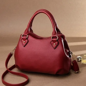 

Yonder genuine leather shoulder bag designer handbags women bags fashion Hobo bag ladies bags large capacity female red/black