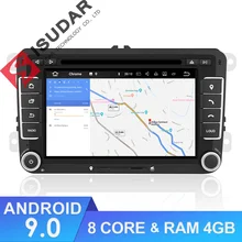 Isudar Multimediale per Auto 2 Din Auto Radio GPS Android 9 Per VW/Volkswagen/POLO/Golf/Skoda /Octavia/Seat/Leon RAM 4 GB Lettore DVD DSP