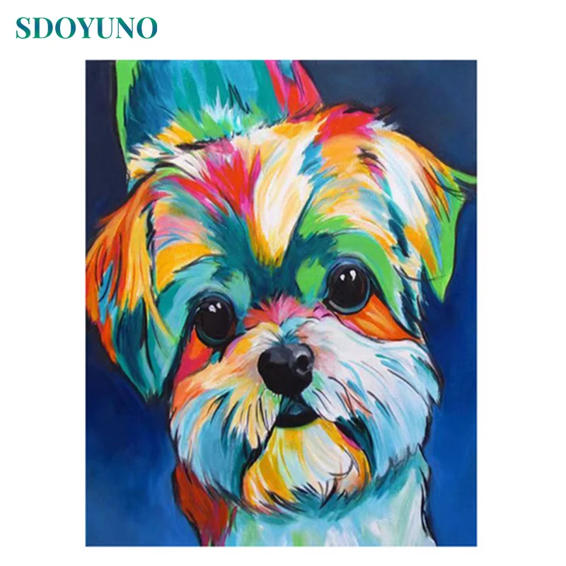 SDOYUNO 40X50 см, рамка для животных, краска по номерам, Цветная собака для самостоятельного украшения дома, свадебное украшение, краска по номерам для подарка - Цвет: 1694