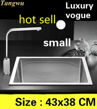 Cheap Free Shipping Apartment Kitchen Manual Sink Single Trough Luxury Multifunction 304 Stainless Steel Hot Sell Small 430x380 MM