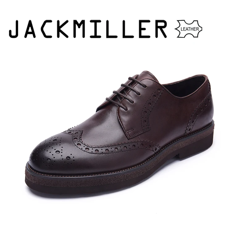 Jackmiller/Лидирующий бренд Мужские оксфорды из коровьей кожи Нежная мужская обувь с
