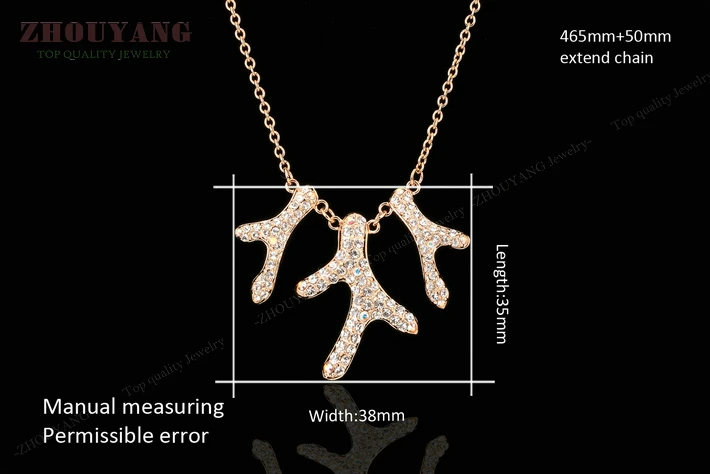 ZHOUYANG Top Quality ZYN261 Coral Reef Crystal Rose Gold Color Pendant Necklace Jewelry Austrian Crystal Wholesale