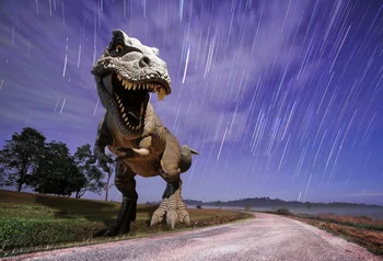 

Laeacco 3D Lifelike Roar Dinosaur Age Rainy Grassland Child Photo Backgrounds Customized Photography Backdrops For Photo Studio