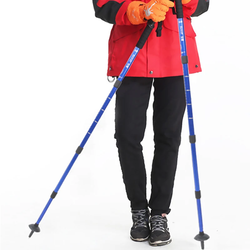 

Aluminum telescopic cane outdoor alpenstock four sections for men and women camping hiking trekking pole