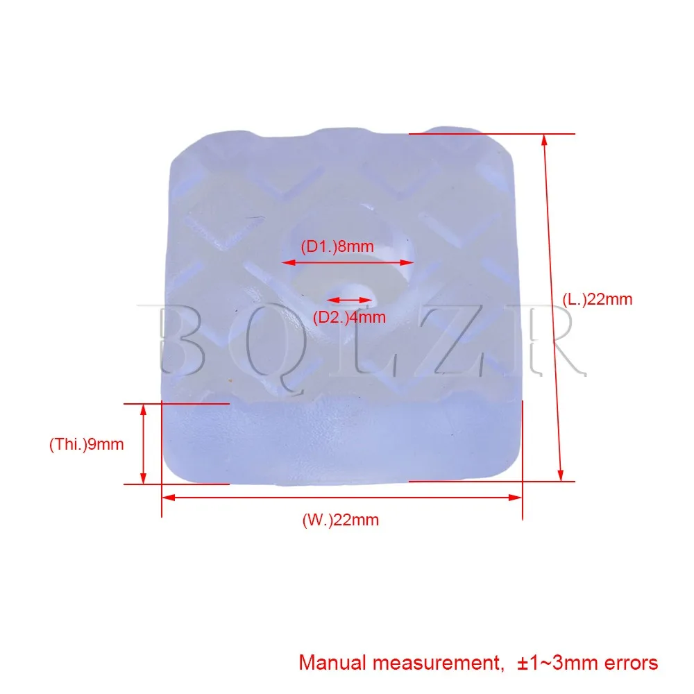 BQLZR 100 шт 2,2x2,2x0,9 см Прозрачные высокоэластичные противоскользящие Квадратные прозрачные резиновые накладки для ног с шайбами для мебели, стола, стула