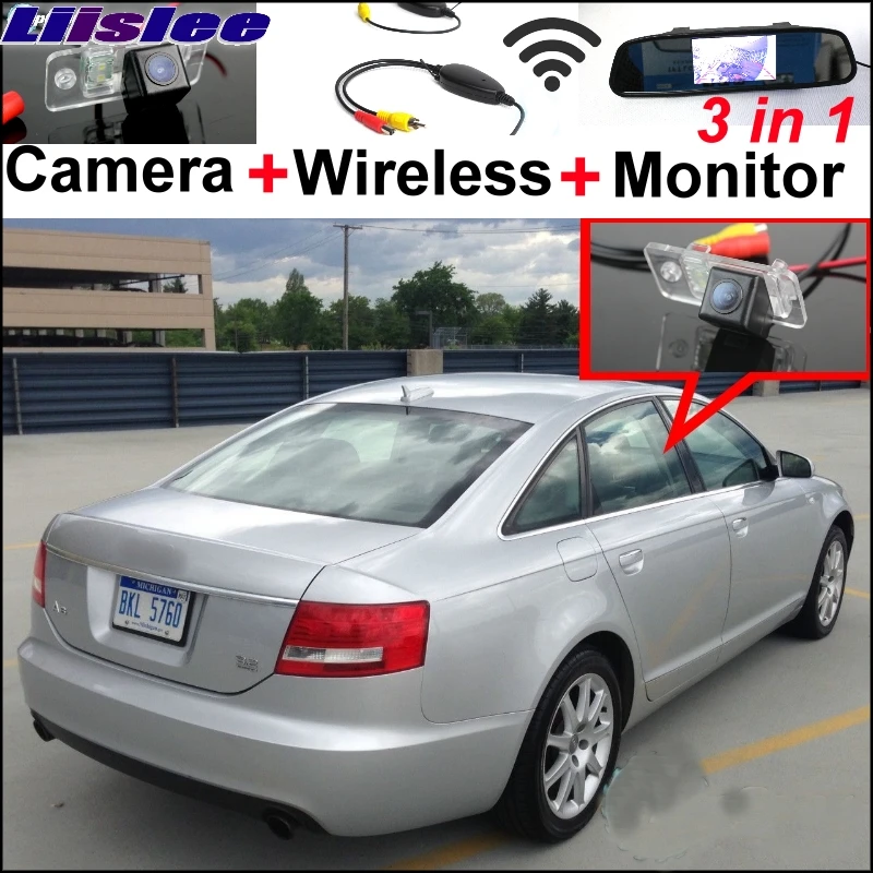 LiisLee WiFi Wireless CCD Camera & Mirror Monitor Easy DIY Parking SYSTEM Set For Audi A6  C6  S6  RS6 2005~2009