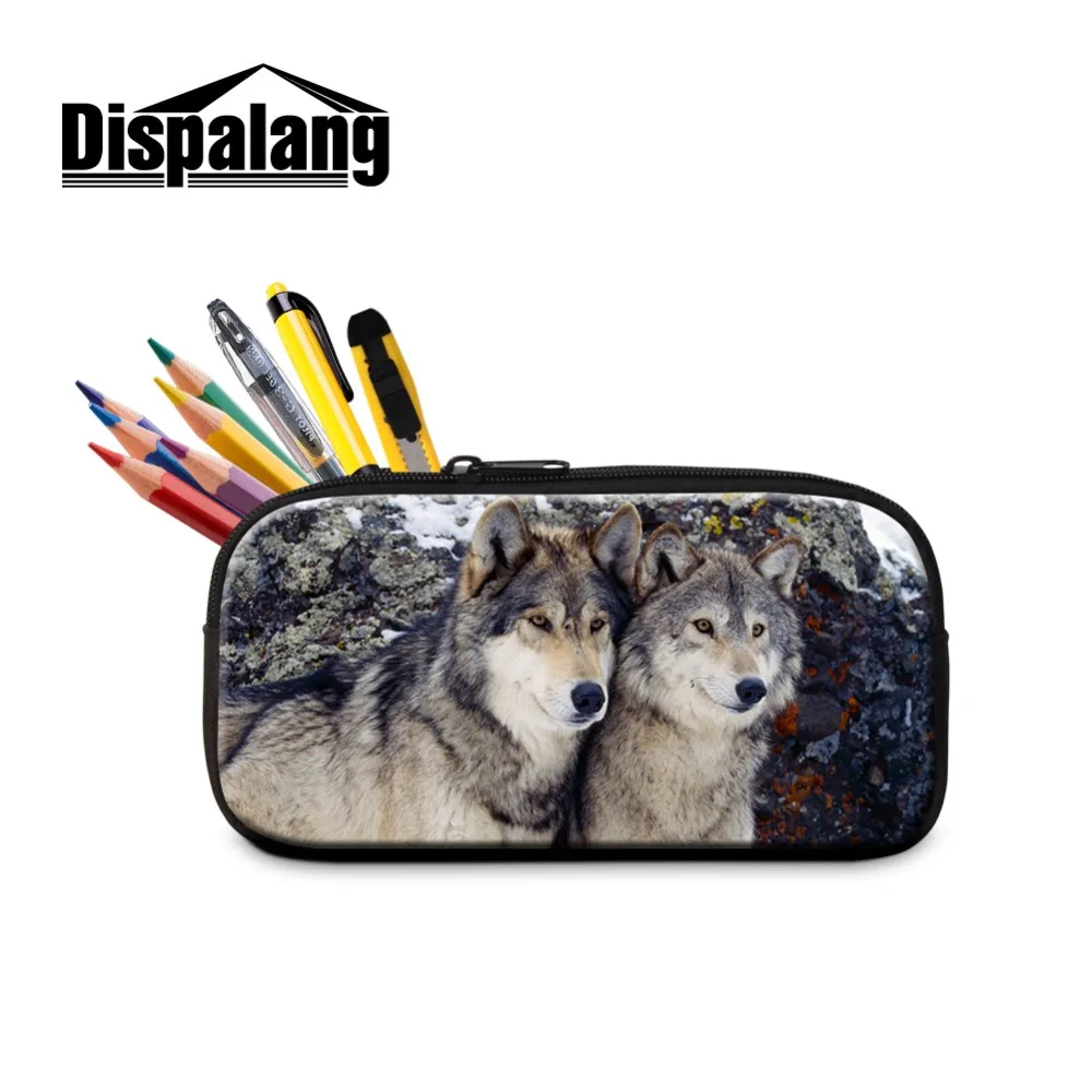 

Dispalang Cosmetic Bag Lady Penbox Polyester Student's Pencil Case Girl Storage Organizer School Supply Stationery Wolf Printing