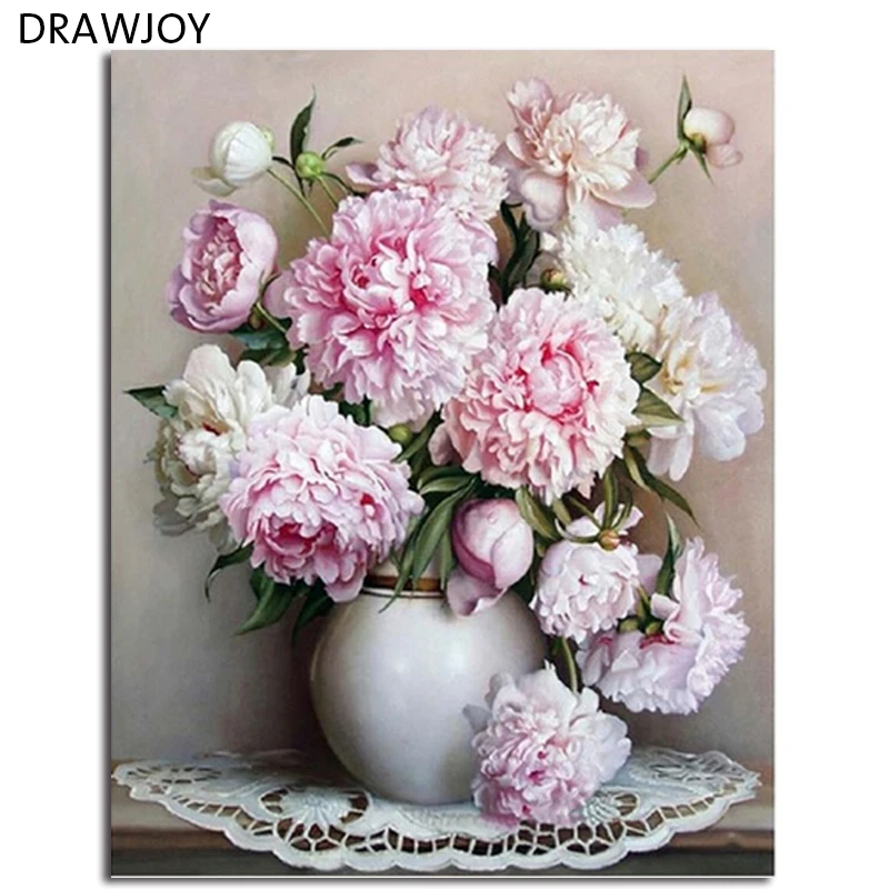 

Hot Selling Framed Flower DIY Painting By Numbers Wall Art DIY Canvas Oil Painting Home Decor For Living Room 40*50cm GX4227