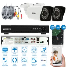 KKmoon 4CH CCTV Системы 1080 P аналоговая камера высокого разрешения, система видеонаблюдения, цифровой видеорегистратор 2 шт. 3,6 мм ИК Водонепроницаемый на открытом воздухе безопасности Камера 1200TVL Камера наблюдения Наборы 1 ТБ