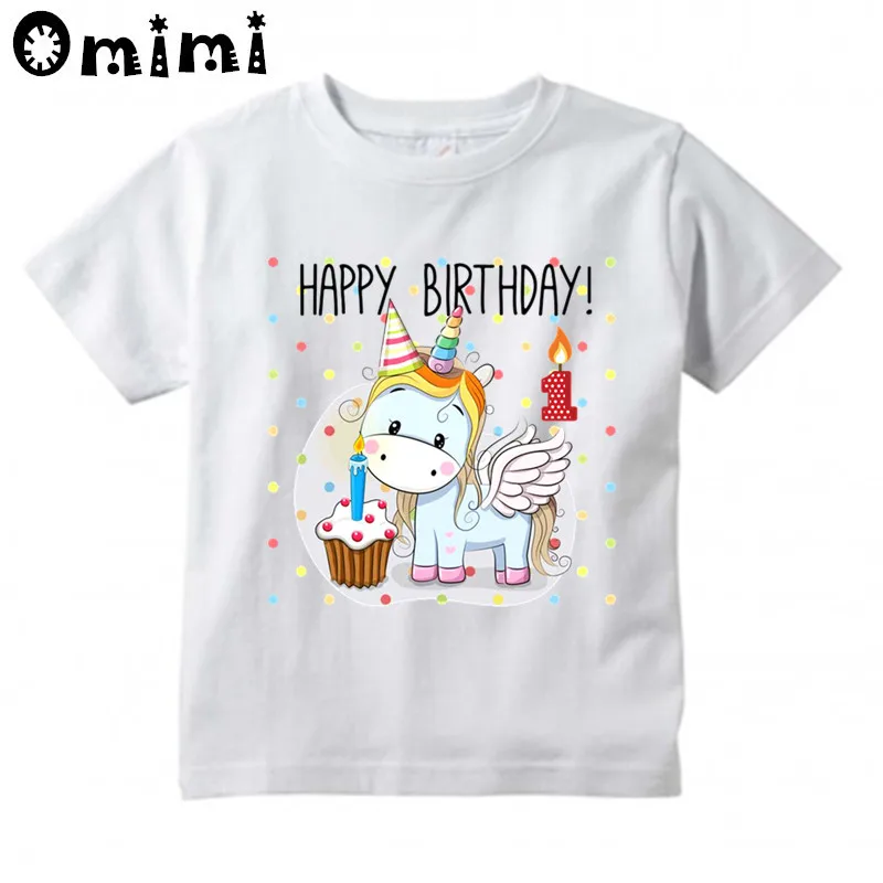 

Kids Happy Birthday Unicorn Design T Shirt Boys/Girls Great Kawaii Short Sleeve Tops Children's Funny Numbers T-Shirt,ooo3048