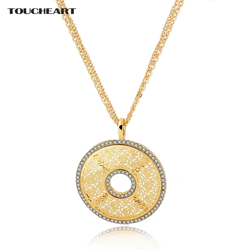 

TOUCHEART Hollow Flower Crystal Wedding Charm Necklaces & Pendants For Women Gold Long love Ethnic Jewelry Necklaces SNE150886