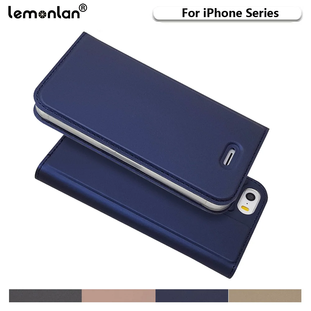 

Lemonlan for iPhone 5 5s SE Phone Case Luxury Flip Leather Case For Apple iPhone X 10 7 8 6 6S Plus Magnetic Protective Cover