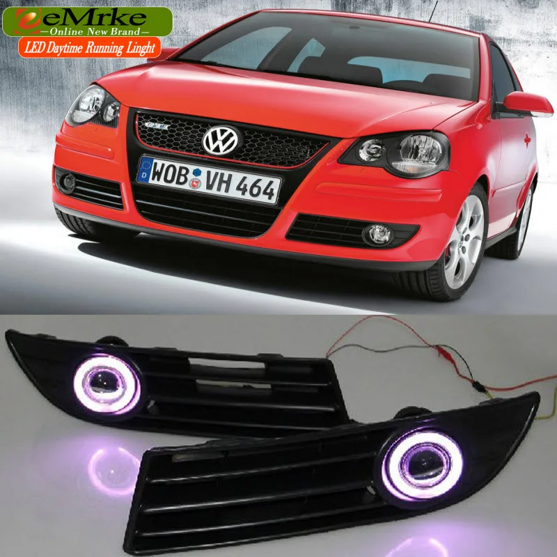 eeMrke LED Angel Eyes DRL For Volkswagen VW Polo Daytime Running Lights