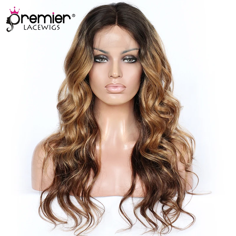 PREMIER Lace Front Wigs Rihanna Inspired Long Glamorous Ombre Wavy Human Hair [CLFW-07] | Шиньоны и парики