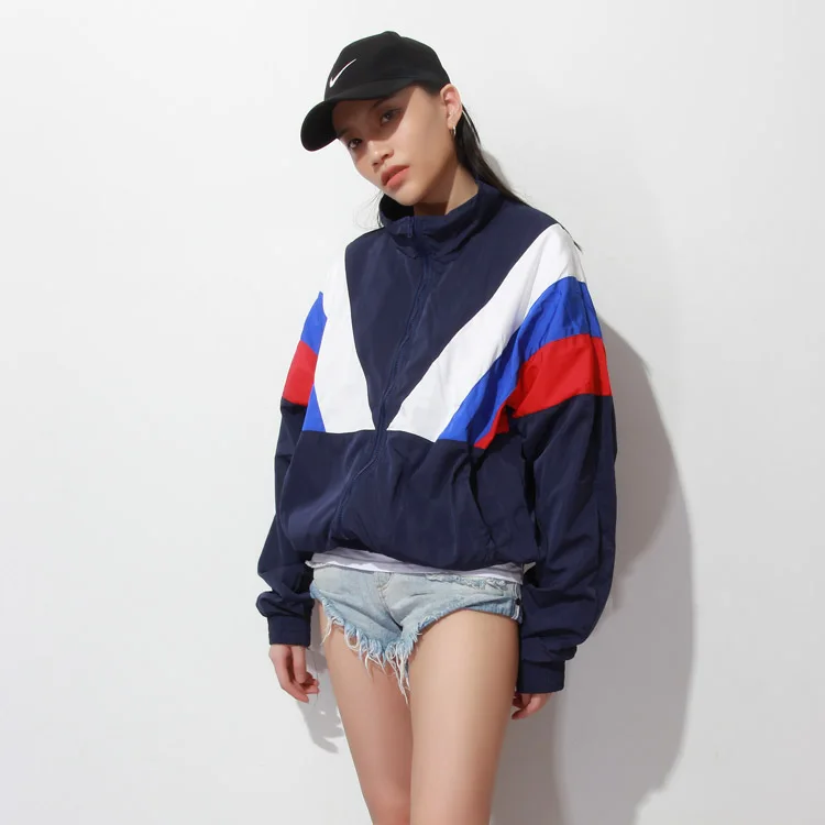 

Retro Jackets Men Women Patchwork Color pullover Zipper Tracksuit Fashion Coats Hip Hop Male Streetwear Outwear