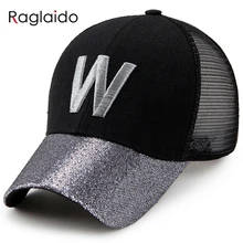 Raglaido летняя сетчатая шапка с буквенным принтом бейсбольная кепка для мужчин и женщин Модный яркий козырек Повседневная блестящая шляпа для гольфа RGSHY012