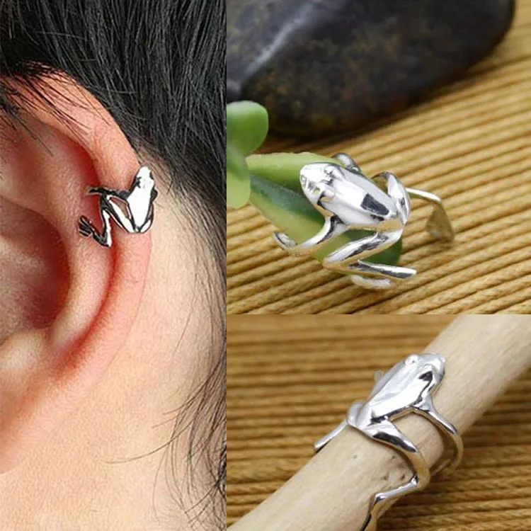 

2018 New Chic Fashion 1 pcs Gold Silver Tone Frog Cuff Ear Clip Wrap Earring Jewelry earrings