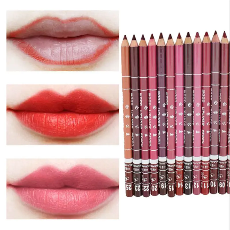 

28 Colors Lip Liner Cosmetic Professional Wood Pencil Waterproof Makeup Pen Lady Charming Soft Contour Makeup Lipstick Tools