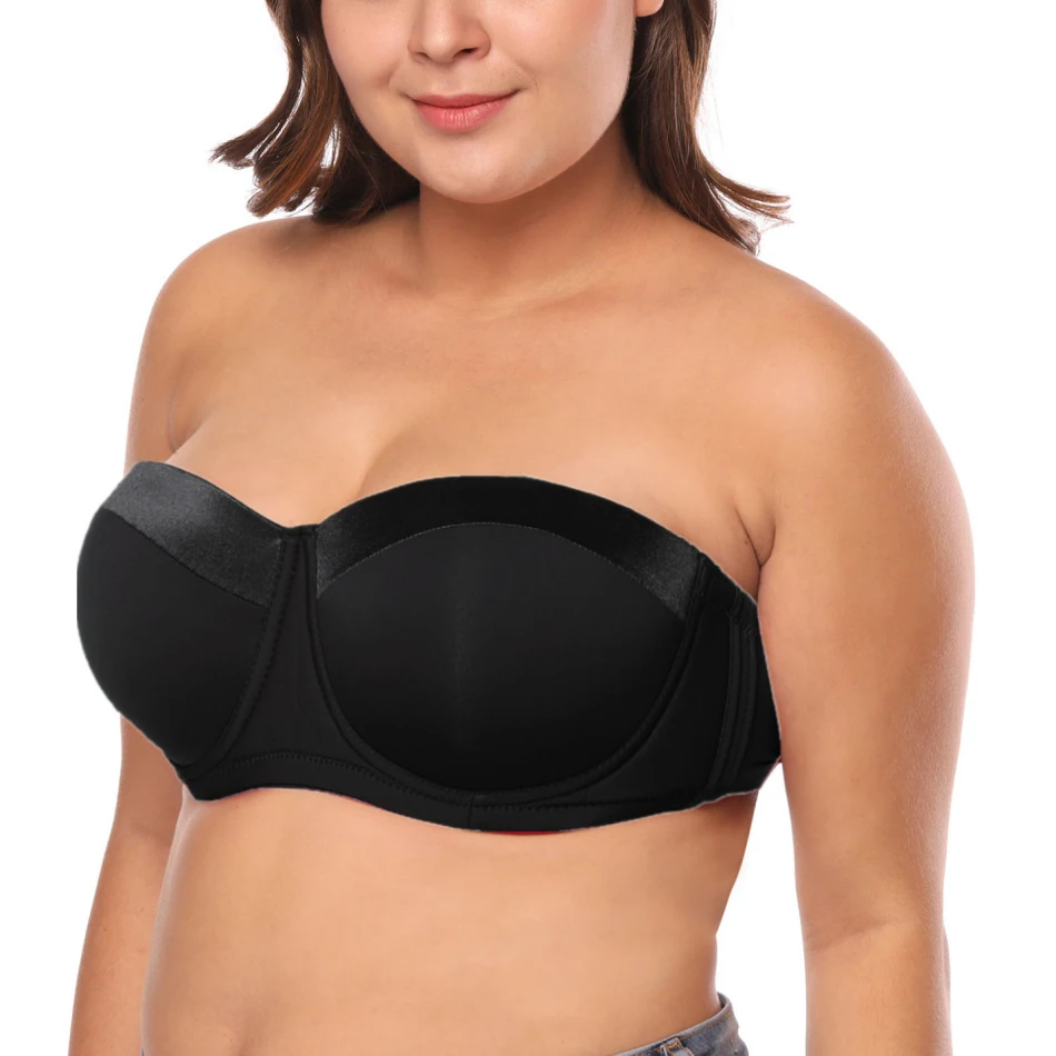 Women Strapless Bra Plus size for Large Bust 34-46 C/D/DD/E Half Cup Multiway Balconette Bra JM059