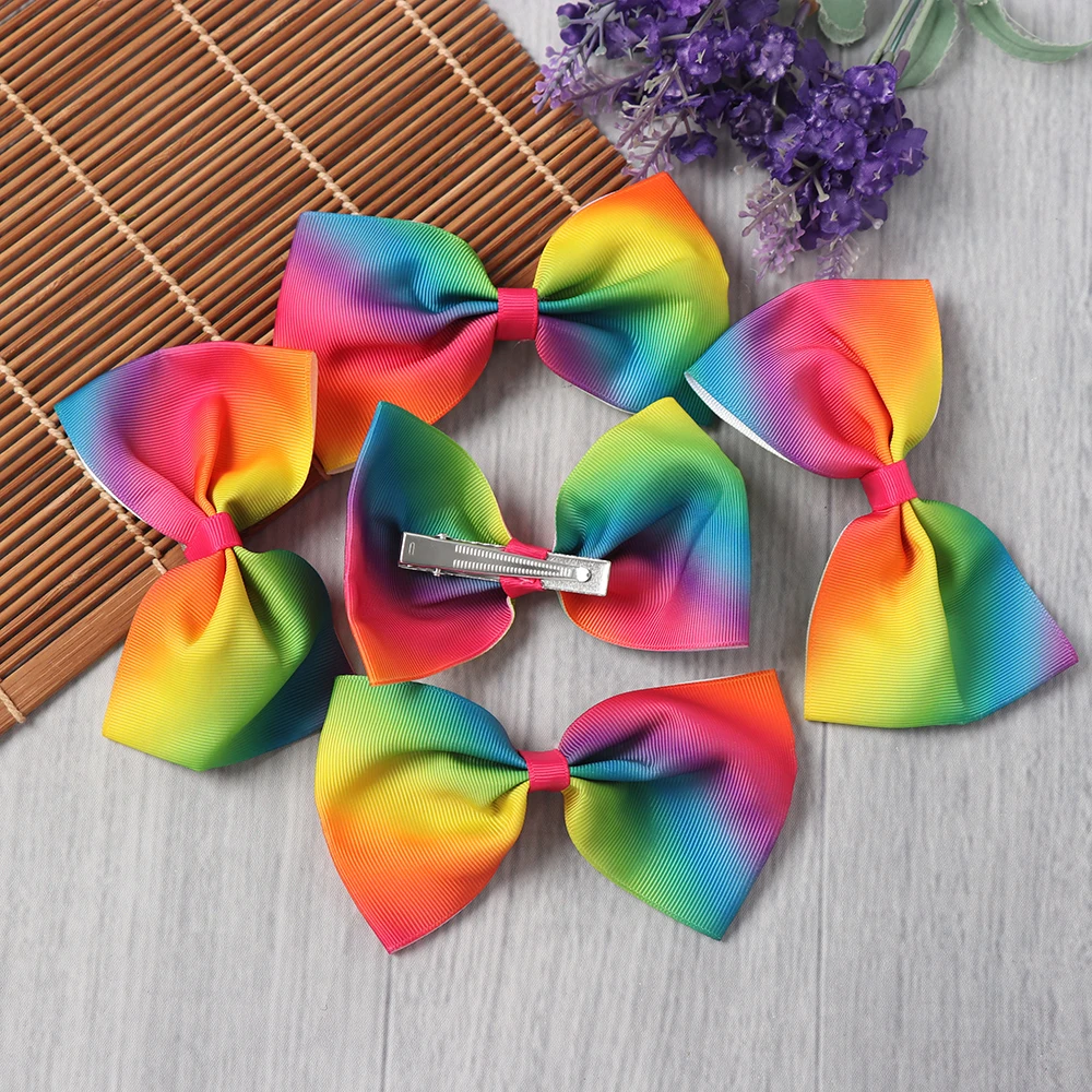 2PCS Children Hair Clips Bowknot Hairpins Barrettes Floral Colorful