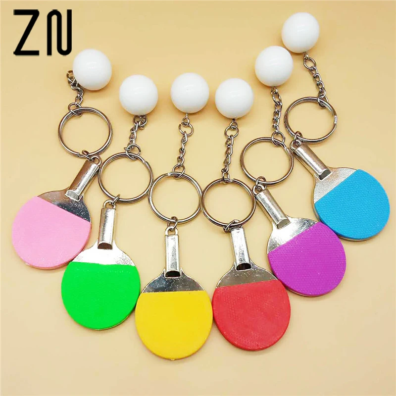 

ZN 7 Colors Table Tennis Ball Keychain Sport Ping Pong Balls Key Chain Men Women Keyring Souvenir Gift