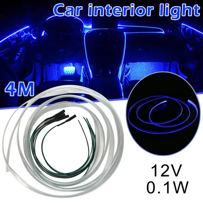 4 м оптоволоконный светильник тире отделка Литье светодиодные полосы украшение интерьера автомобиля CSL88