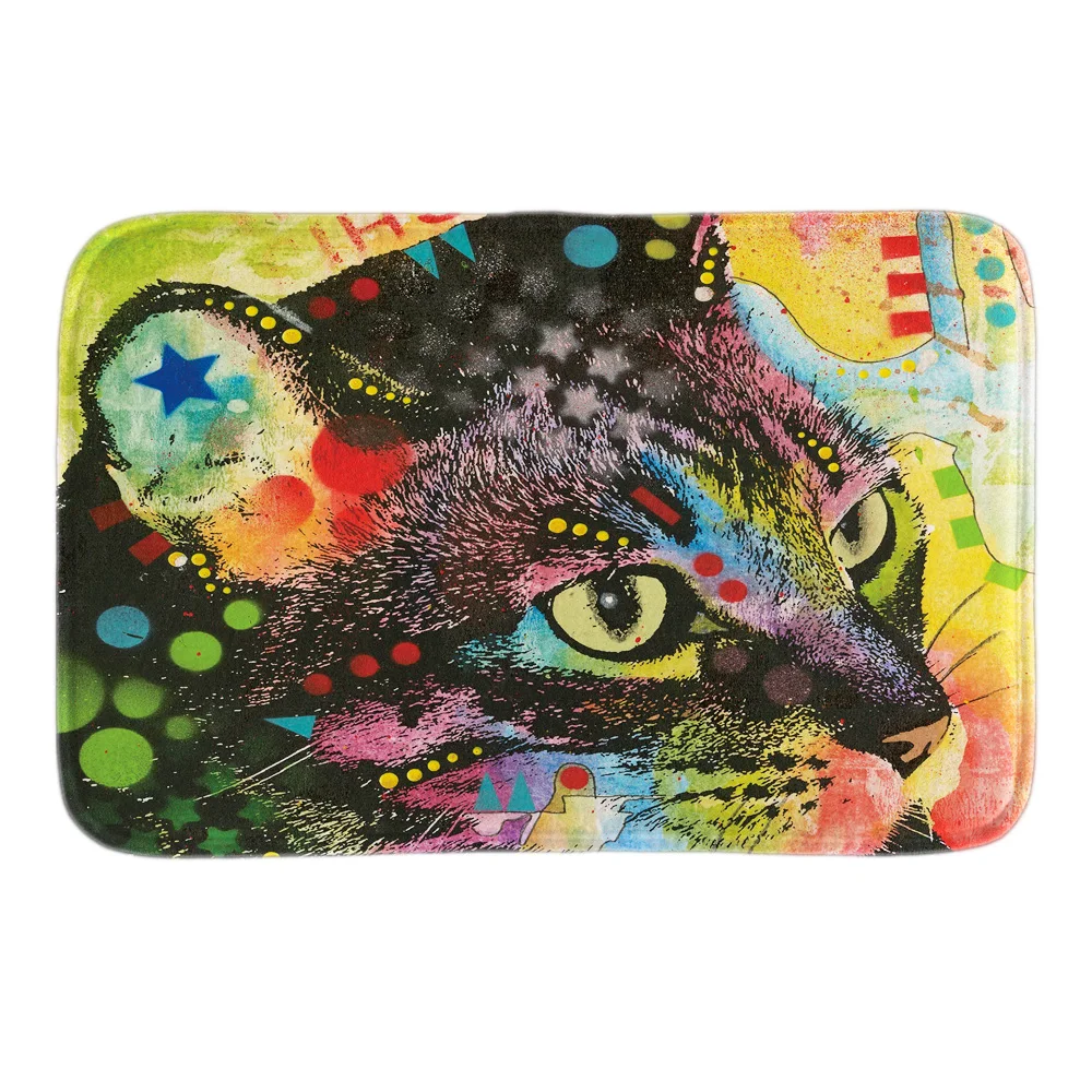 Cat красочные Дизайн печатных декоративные Indoormat мягкий коврик дверь Короткие