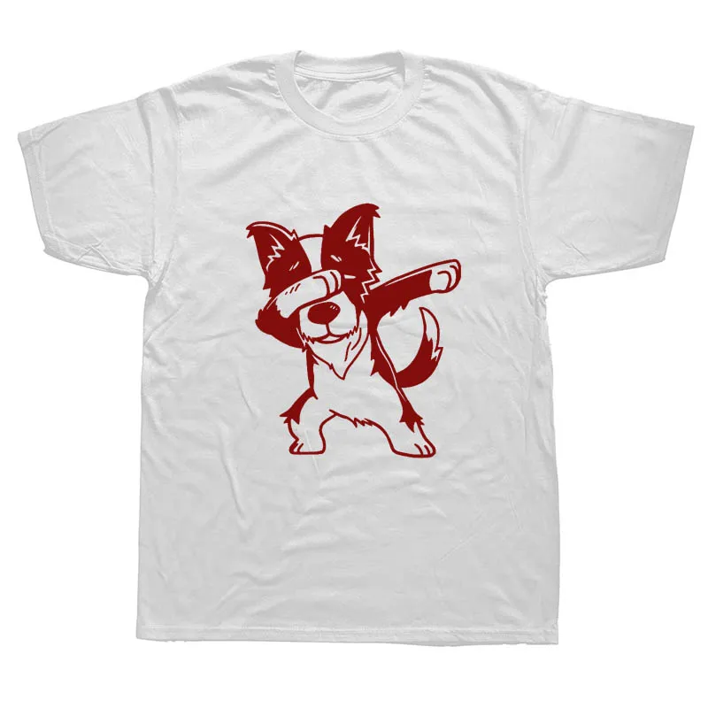 Мужские футболки, Забавные футболки с короткими рукавами и изображением собаки колли, топы с круглым вырезом, хлопковые летние стильные футболки - Цвет: WHITE