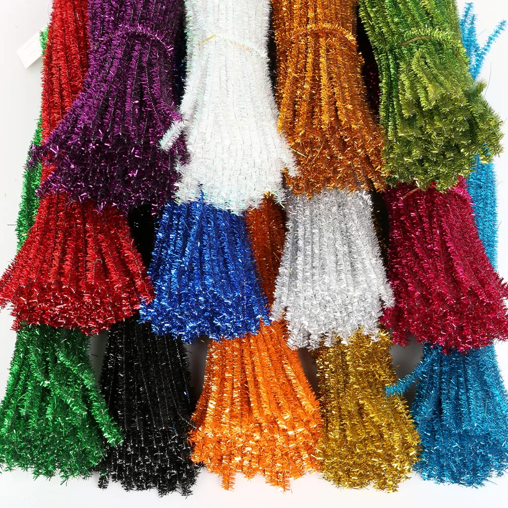 Amazing Arts and Crafts Gold and Silver Tinsel Pipe Cleaners Stems 30cm 100  pcs