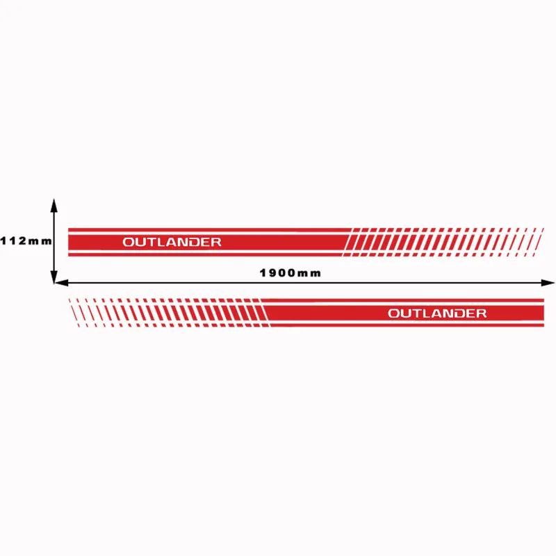 Автомобильный Стайлинг для Mitsubishi Outlander стильная Автомобильная наклейка на боковой стороне Кузова виниловая наклейка на кузов наклейка на боковой стороне наклейка в полоску 2 шт - Название цвета: Красный