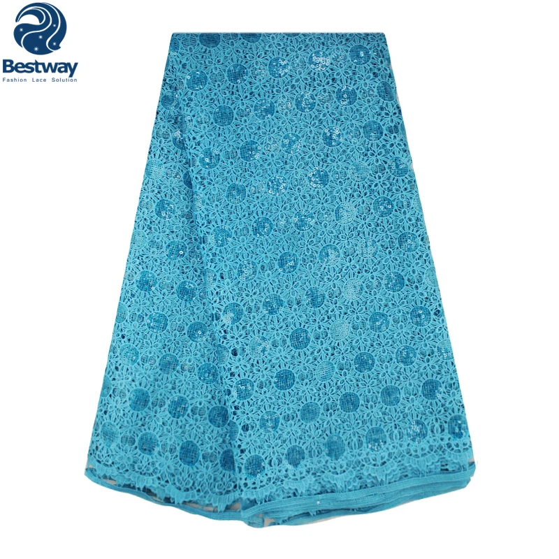 

Bestway Sequins Guipure Lace Fabric Blue Cord Lace Fabric 2019 High Quality Cupion Lace Fabric Sewing Material For Party Dress