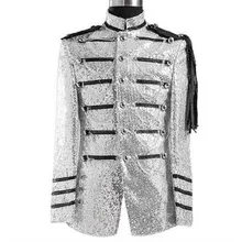 Men Sequin Blazer Silver Nighclub Fashion Performance Suits Costume Homme Blazers Designs Men Singer Suits Men Sequin Jacket