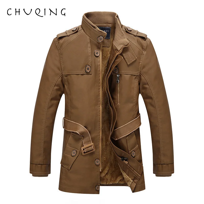 CHUQING 2019 Новый осень зима мужские кожаные длинные куртки для мужчин Повседневная