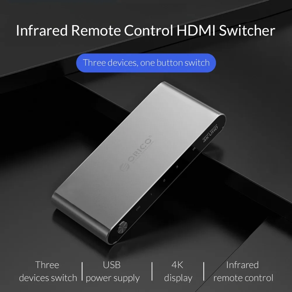 ORICO مفتاح تبديل hdmi مجزأ 4 K 60Hz HDMI2.0 الجلاد 3 الإدخال 1 الناتج مقسم الوصلات البينية متعددة الوسائط وعالية الوضوح (HDMI) للكمبيوتر محمول XBOX 360 PS3 PS4 الت...