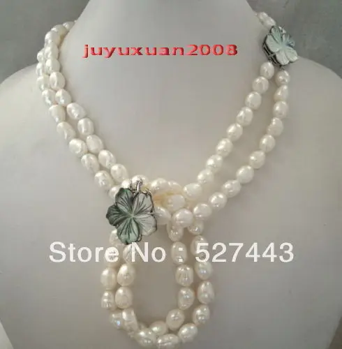 

Wholesale Set 2S 10-12MM SOUTH SEA WHITE BAROQUE PEARL NECKLACE&BRACELET SHELL CLASP (A0423) -Bride jewelry free shipping