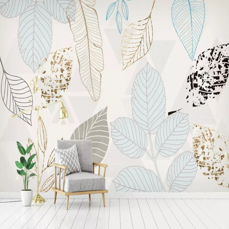 

3D Wallpaper Modern Embossed Leaves Art Murals Living Room Bedroom Background Wall Painting European Style Non-Woven Wall Papers