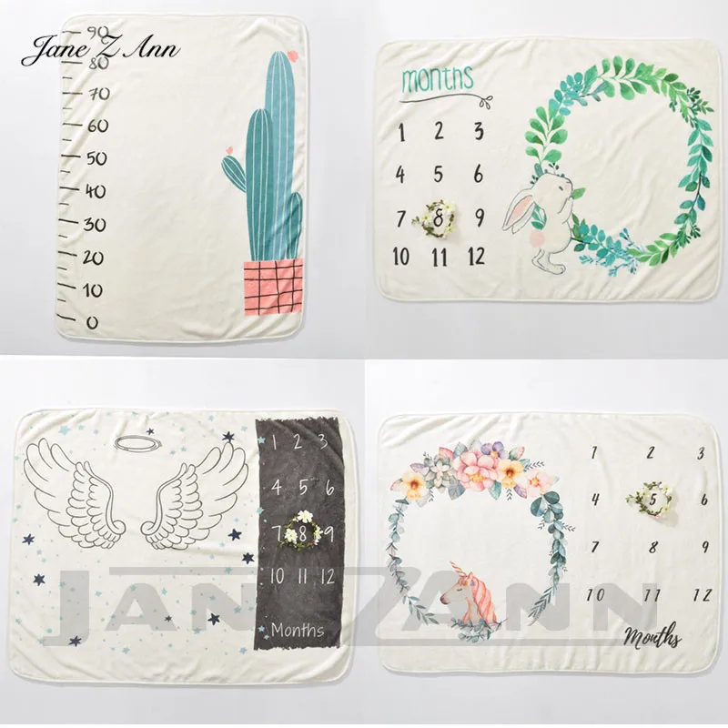 

Jane Z Ann Baby milestone blanket Infant Photo Prop Flannel background cloth Baby Growth Record Month Newborn Shooting Backdrop
