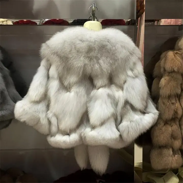 Женская теплая шуба из натурального Лисьего меха для свадьбы, короткая зимняя меховая куртка, верхняя одежда, натуральный голубой Лисий мех, пальто для женщин, для невесты