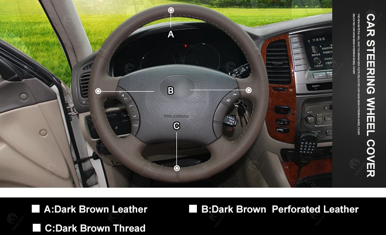 MEWANT темно-коричневый чехол на руль из натуральной кожи для Toyota Land Cruiser Prado 120 Land Cruiser 2003-2007 Tacoma 2005-2011