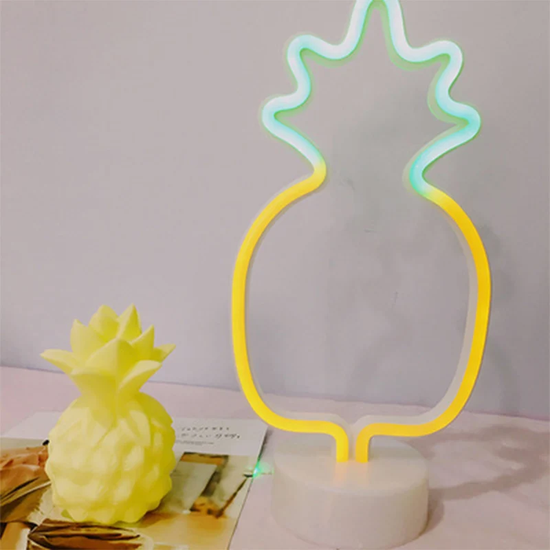 Pineapple Неоновая вывеска для организаций и магазинов Настольный светодиодный ночной Светильник кактус Кокосовое Дерево Рождественская елка ананас неоновая настольная лампа светильник для фестиваля вечерние Декор - Испускаемый цвет: Pineapple
