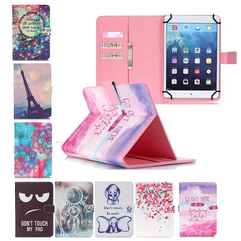

7'' Tablet Case For Explay Fog/D7.2 3G/Tornado 7 Leather cover Printed Universal cover with card slot+Free screen protector