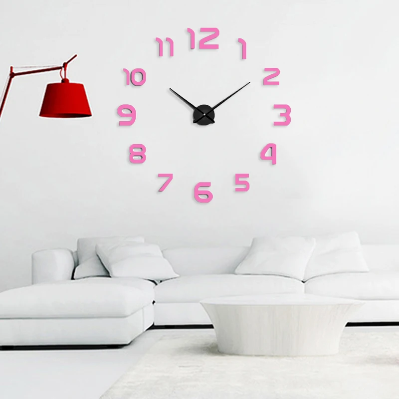 

muhsein New DIY Wall Clock Fashion 3D Number Super Big size Mirror wall sticker Clock Home Decoration Free Shipping