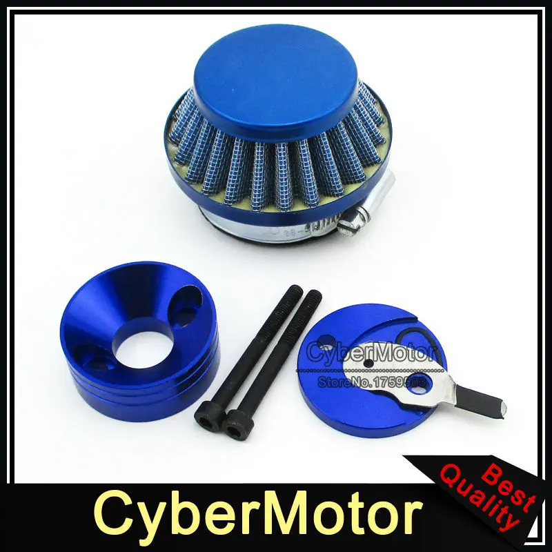 Blue Aluminum Racing Carburetor Carb Air Filter Clearner Adapter Vstack For 23cc 33cc 43cc