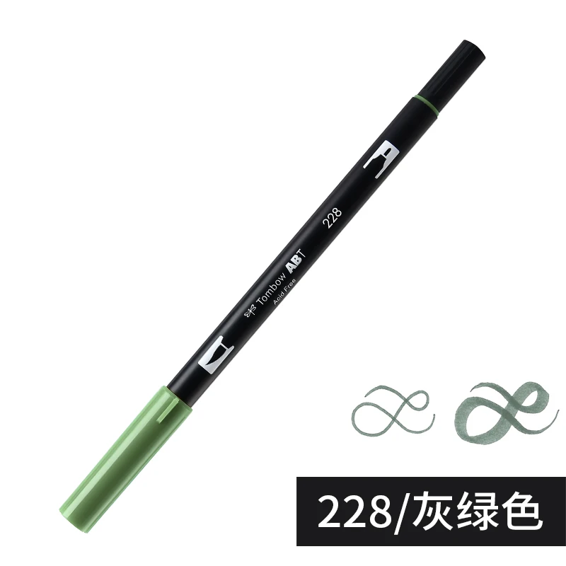 228 ABT Tombow, двойная кисть, художественные маркеры, акварельные маркеры, 96 цветов, мягкая ручка для рукописного письма, профессиональные ручки для рисования - Цвет: 228