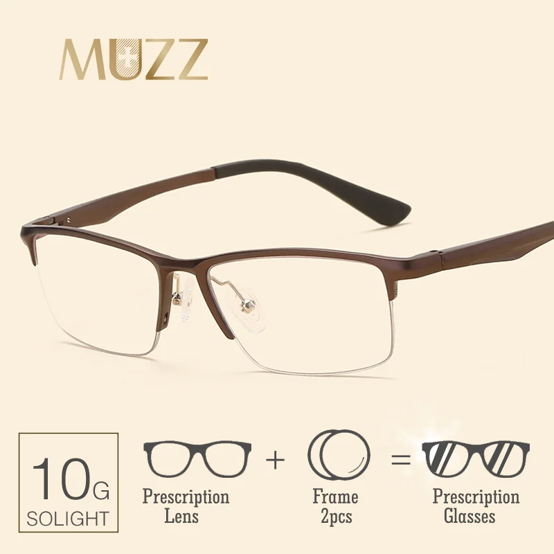 Muzz Männer Brille brown Optical 13g Myopie silber Versand Super Licht Kostenloser Schwarzes Aluminium rwXxIqrHf