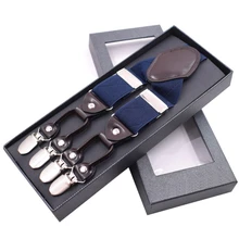 Мужские y-образные твердые или подтяжки в горошек Нескользящие 6 зажимов эластичные регулируемые подтяжки