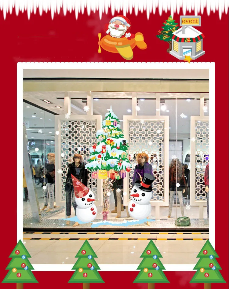 Магазин Снеговик оконный Рождественская елка Рождественская Настенная Наклейка рождественские украшения для дома рождественские наклейки на окна