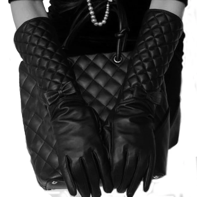 Windreama 40CM in Length Women Long Leather Gloves...