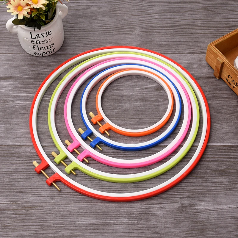 1 set 5pcs Plastic Embroidery embroidered stretch slot frame circle Cross Stitch Clamps sewing