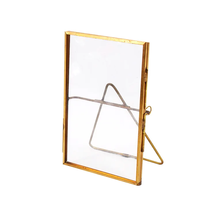 New three-dimensional metal glass photo frame set table creative desktop metal geometric picture frame glass frame10.5*15.5cm
